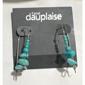 Carol Dauplaise Turquoise And Silver Dangle Earrings